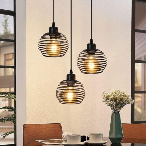 suspension luminaire vintage suspension industrielle - Noir suspension intérieur en métal E27 lampe de table à manger rétro réglable en hauteur pour salon couloir et chambre à coucher (1/3)