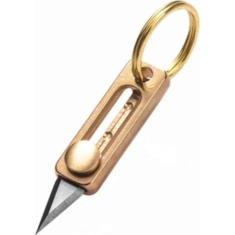 Lot de 3 Couteau utilitaire ultra-compact en laiton, mini-couteau EDC avec ouvre-boîte et lame en acier inoxydable, ultra-portable et compact (1/5)