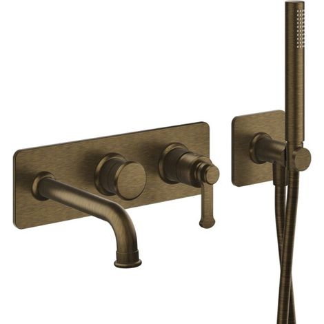 Façade encastrée mitigeur bain douche 2 sorties Vieux Bronze Mat - CRISTINA ONDYNA FA10293