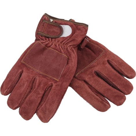 Gants de protection thermique en cuir de veau polyester résistant à la chaleur, maniques de four et de gril courtes, bordeaux (1/5)