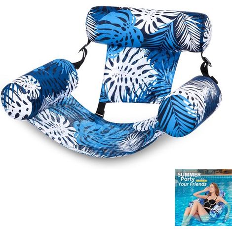 Confezione da 1 - Lettino gonfiabile - Materassino galleggiante gonfiabile per adulti - Amaca da piscina - Ispessito per feste estive, spiaggia, attività acquatiche - Blu (1/5)