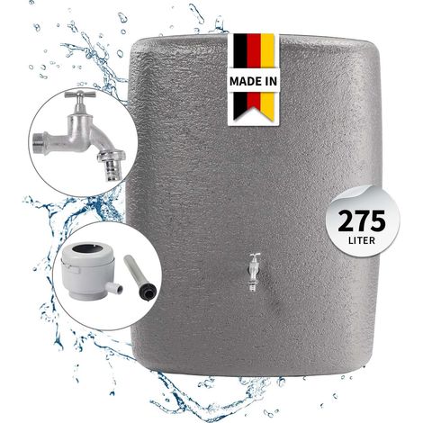 GARANTIA TERRANOVA Wandtank Komplett-Set 275 Liter graphite grey inkl. Chrom-Auslaufhahn und Fallrohranschluss (1/5)