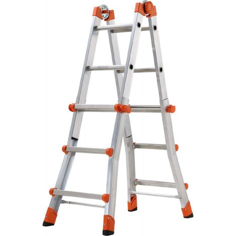 SCALA TELESCOPICA 4+4 KG150 - IN ALLUMINIO 8+8 - max 370 cm - Made in Italy GIERRE (1/9)
