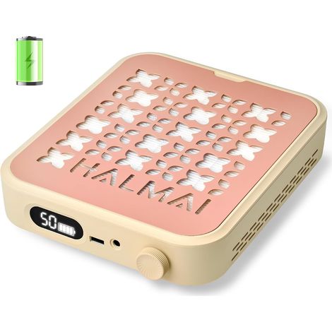 Aspirateur à poussière rechargeable sans fil - 800Pa aspiration, moteur sans balais 5000 tr/min, portable pour onglerie (acrylique/gel), filtre HEPA , multi-couleurs (Rose brumeux)