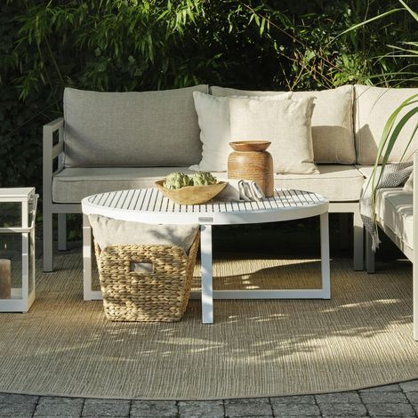 Table basse de jardin en aluminium blanc D 100 cm OSLO (1/4)