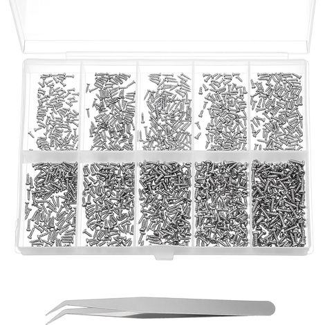 Lot de 1200 mini vis à tête ronde pour électronique, lunettes, montres, réveil, téléphones portables M1/M1.2/M1.4/M1.7 (1/5)