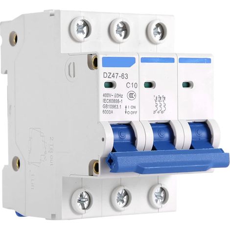 Disjoncteur Dz47-63,Disjoncteur Groupe Electrogene,Sicherungsautomat 400V,12A,Interruttore 3 Poli 16A,Zekering 3 Polig Ac 400V 6101620A Disjoncteur Miniature 3 Pôles Mcb Disjoncteur De Sécurité Dz47 (1/5)
