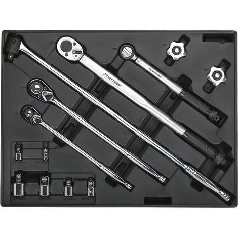 Sealey TBT32 Premier Ratchet, Torque Wrench, Breaker Bar & Socket Adaptor Set with Tool Tray 13pc