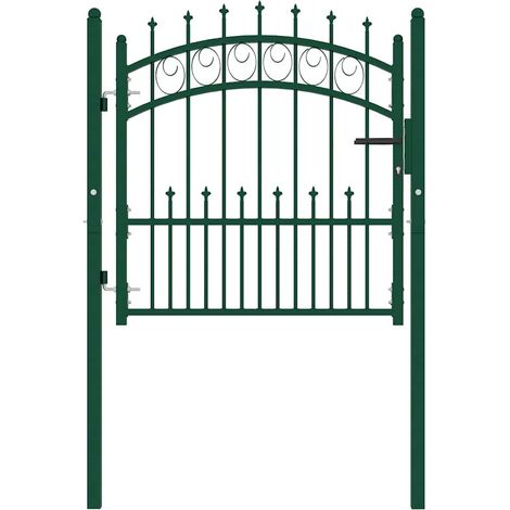 vidaXL Puerta de valla EMMEN con pinchos de acero, 104x97 cm, verde (1/2)