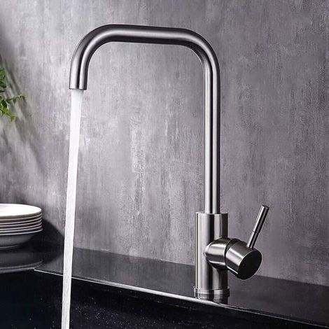 Robinet Cuisine, Robinet Rotatif à 360° en Acier Inoxydable,Adapté aux éviers Simples et Doubles,Adapté à l'eau Chaude et Froide (SKU produit : 95331145 SKU Offre : 25319SLT20) (1/4)