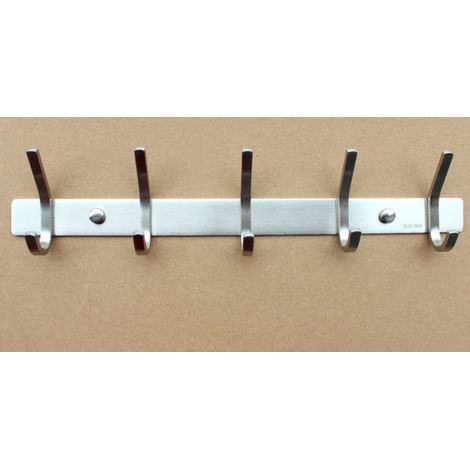 Sollbry Perchero de pared con 5 ganchos dobles para colgar, 38 cm, resistente, rústico, de acero inoxidable SUS304, para ropa, bolsos y toallas, 1 paquete (1/3)