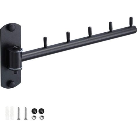A Stainless Steel Clothes Hanger with Swivel Arm Support Bars Wall Mounted Hanger with 5 Hooks for Clothes Hooks for Bedroom and Bathroom Storage Organizer (1/5)