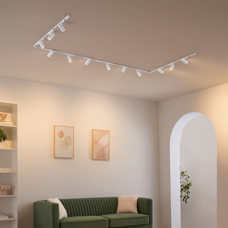 Système de lampes sur rail magnétique 4 m blanc 12 spots 84W LED - Transformateur externe - Lyne