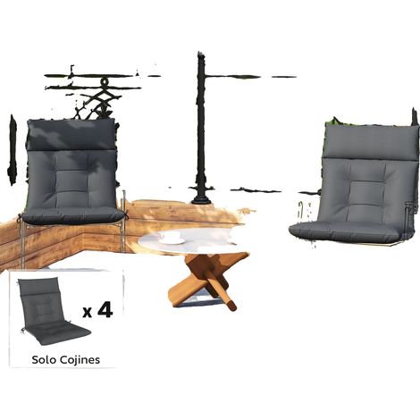 Coussins de Chaise, Matériau Respirant, Design Imperméable, 111.5X53X8 cm, GRIS FONCÉ (1/5)