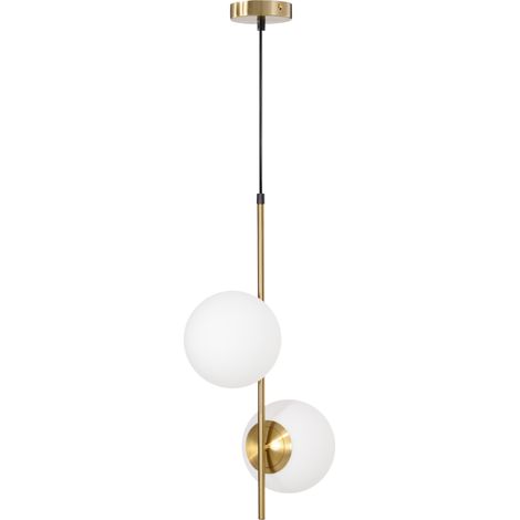 Suspension luminaire dorée – Lustre plafonnier double tête, réglable pour entrée salon (1/5)