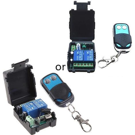 Module récepteur relais, émetteur RF 433 MHz, télécommande pour alimentation 12 V CC, 2 canaux (1/5)