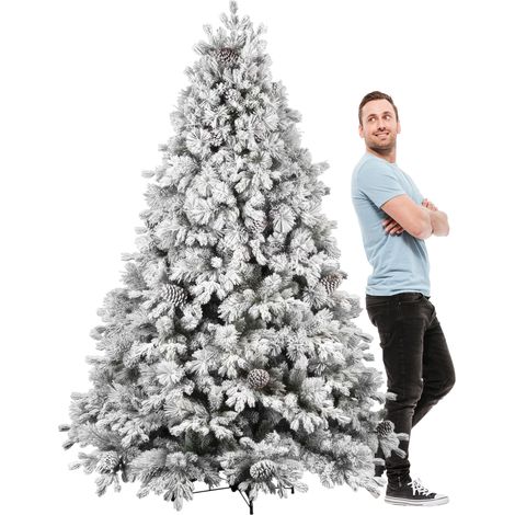 Luna - Weihnachtsbaum mit Schnee und Tannenzapfen aus PE PVC PP �162x240H cm, 2850 Zweige
