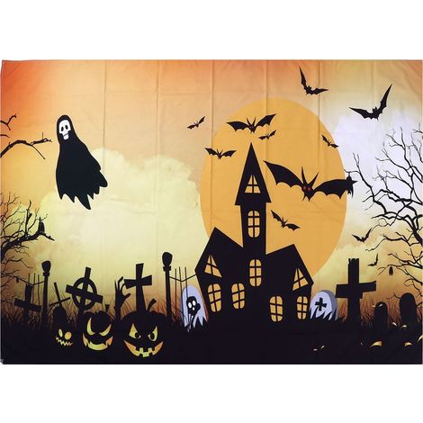 Tenture Murale Halloween Cimetière Effrayante - Décoration Maison 150x150 cm (1/5)