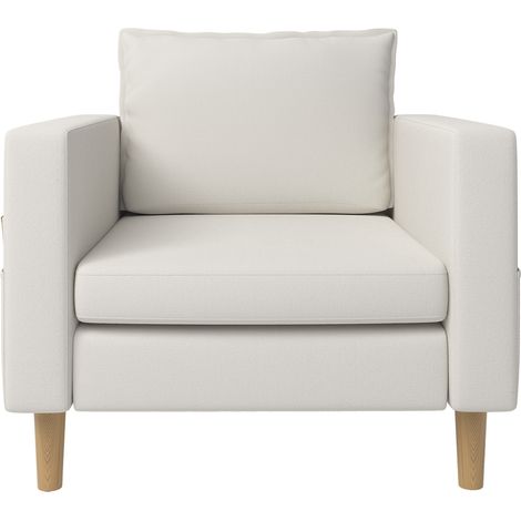 Poltrona singola da relax in ciniglia beige con tasca laterale e cuscino (1/5)