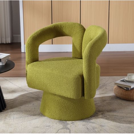 poltrona girevole 360 boucle verde oliva salvaspazio OKMYHOME (1/5)