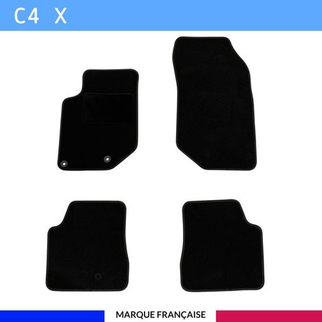 Tapis de sol voiture - Sur mesure pour  Citroën C4 X dès 09/2022 - Antidérapant - Tapis de sol 4 pièces - Moquette - Noir (1/4)