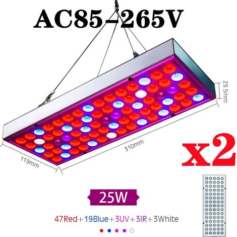 Lampes de croissance pour plantes (25 W, lot de 2, UE) Panneau lumineux LED de croissance à spectre complet pour plantes d'intérieur et semis de fleurs. (1/5)