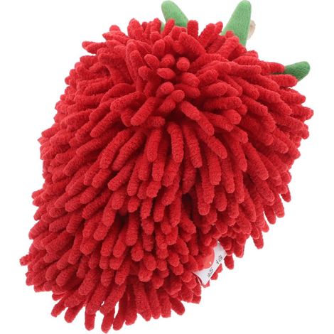 Serviette SECFOU en chenille rouge , forme fraise , coutures fines . Polyvalente et à séchage rapide (1/5)