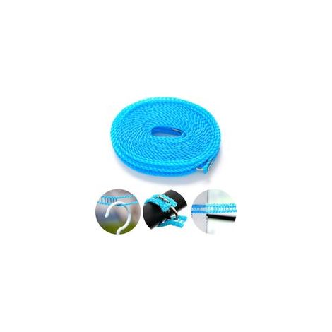 Corde à linge de 8 mètres en nylon résistant au vent et à charge soutenue, installation sans perçage, pour intérieur et extérieur, bleu (1/5)