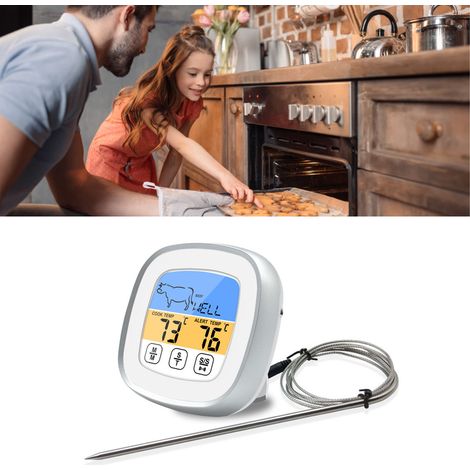 Thermomètre numérique tactile, thermomètre à viande en acier inoxydable pour barbecue de cuisine, blanc (1/5)