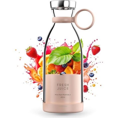 Mixeur portable, 350 ml, avec chargement sans fil et bouchon de voyage (rose) (SKU produit : 95866474 SKU Offre : lehua25.4.24-25) (1/5)