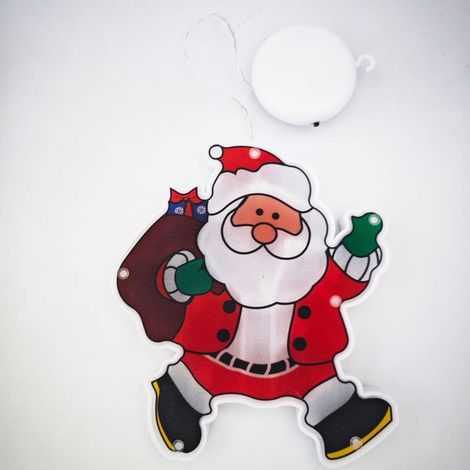 Lichterkette mit Saugnapf, LED, zur Dekoration von Fenstern, Türen und Weihnachtsbäumen (Weihnachtsmann)
