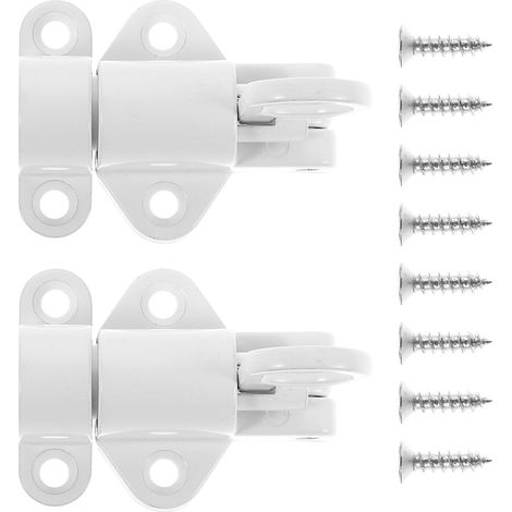 Lot de 2 Loquets à Fermeture Automatique en Alliage D’Aluminium Verrous Coulissants à Ressort Blanc pour Trappes de Grenier Portails Fenêtres et Armoires Verrou de Porte
