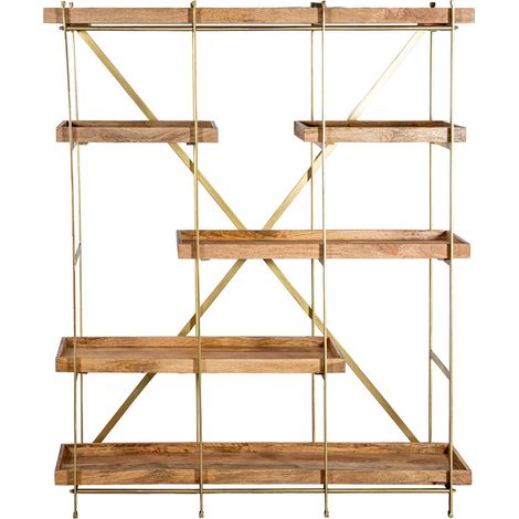 Étagère de Sol en métal avec étagères en Bois doré et Naturel 147 x 43 x 181 cm (1/5)