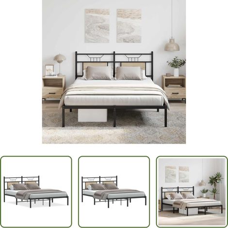Sommier - Cadre de lit sans matelas chêne sonoma 150x200 cm (1/5)