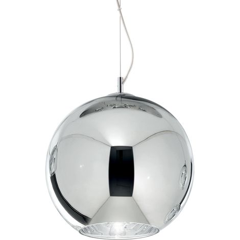 NEMO SOSPENSIONE 1 LUCE ATTACCO E27 40CM IN VETRO SOFFIATO CROMO (1/3)
