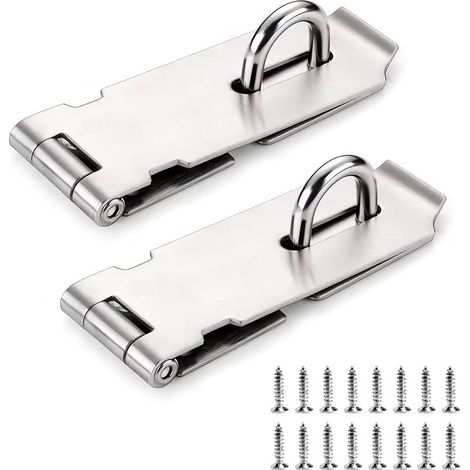 2 cadenas à vis en acier inoxydable pour portes, armoires, coffres et tiroirs (argent, 4 pouces) (1/5)