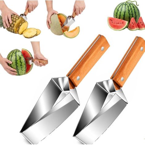 Wassermelonendreiecke, Wassermelonenschneider aus Edelstahl, Küchenutensil, Obstschneider zum Kochen, für Familienfeiern, Camping, Küchenaccessoire (1/5)