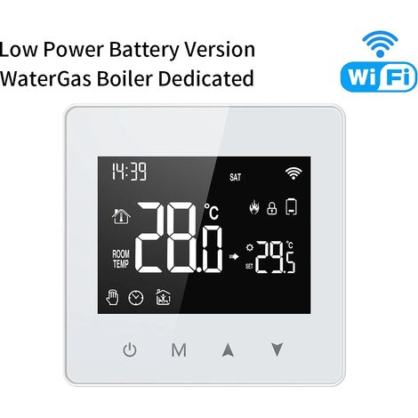 (Version Wi-Fi) Thermostat intelligent, contrôleur de température pour chaudière à eau/gaz à faible consommation alimenté par batterie, compatible avec Tuya Smart et Alexa. (1/5)