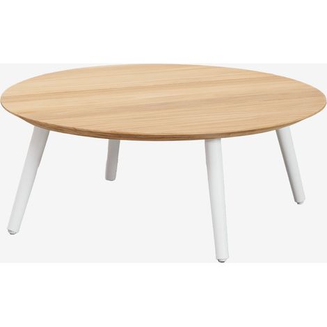 Tavolino da giardino rotondo Ø80 cm in legno di teak e alluminio Salbury SKLUM            