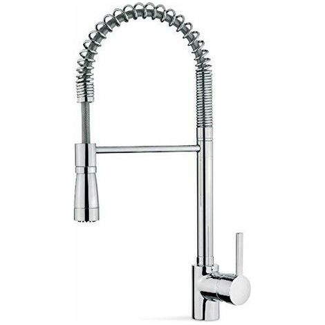 GRIFO ARK 939 CROMO Pescadera con flexible de acero inoxidable, caño giratorio, maneral extraíble con dos funciones (1/4)