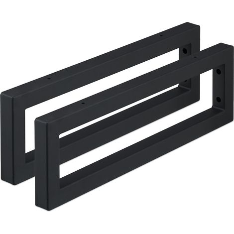 Relaxdays Reggimensola da Muro, 2 Staffe per Mensole Parete, 50 cm, Supporti Rettangolari per Scaffali, Acciaio, Nero