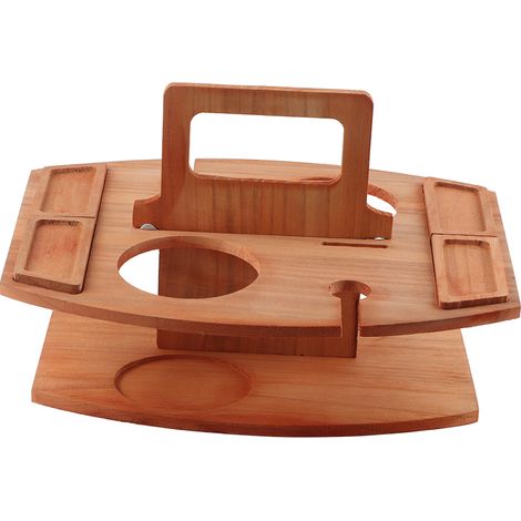 Plateau à fromage en bois portable, plateau à fruits en bois, plat intégré pour fruits, vin, noix (1/5)