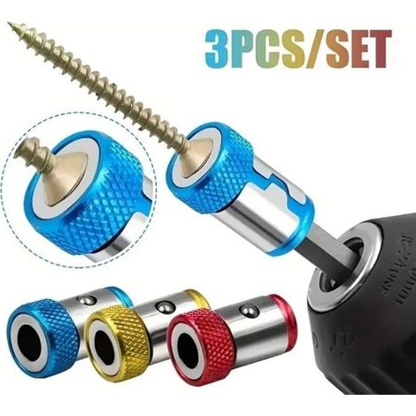 Set of 3 magnetic, anti-drop screwdriver bits made of Cr-V with a magnetic ring to hold the bits in place. (1/5)
