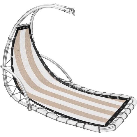 Tissu de rechange pour balancelle suspendue - Pour meubles d'extérieur - Pour terrasse, jardin, intérieur et extérieur - 64 x 197 x 23 cm - Motif à rayures - Marron clair (1/5)