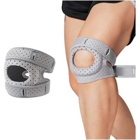 Orthopädische Knieorthese, verstellbare Kniescheibenorthese, orthopädische Kniestütze für Läufer, Tennisspieler, Patellaarthritis (1, Grau)