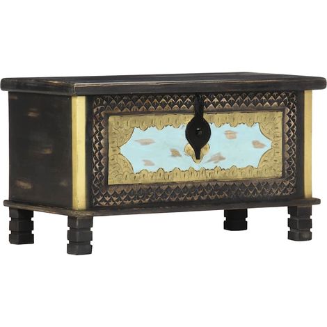 Maison Exclusive - Baule Nero 80x40x45 cm in Legno Massello di Mango (1/5)