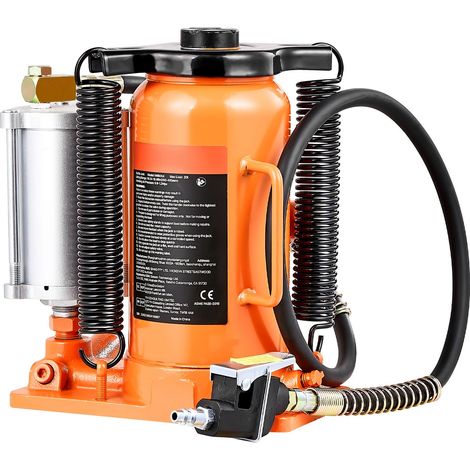 Vérin hydraulique à air 20 tonnes (44092 lbs), levage 260-495 mm, pneumatique/manuel, soudé, pour SUV, pick-up, camion, caravane, réparation auto, orange (1/5)