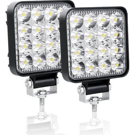 2pcs 10cm LED lampe de travail 48W LED projecteur voiture 12V 24V étanche IP67 spot LED brouillard lumière 1800lm voiture camion tracteur SUV marine travail lumière (1/5)