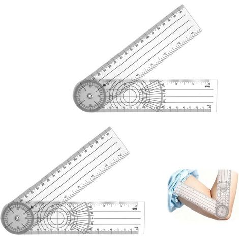 2 Pièces Goniometre, Rapporteur Médicaux en PVC Transparent, Goniomètres Rotatifs à 360 ° Angle Ruler, Durable y Portátil, Convient à un Usage Domestique (1/5)