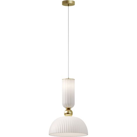 Maytoni Antic Lampadario a sospensione moderno a cupola oro 2700K 510lm 1xE27 paralume bianco (1/5)